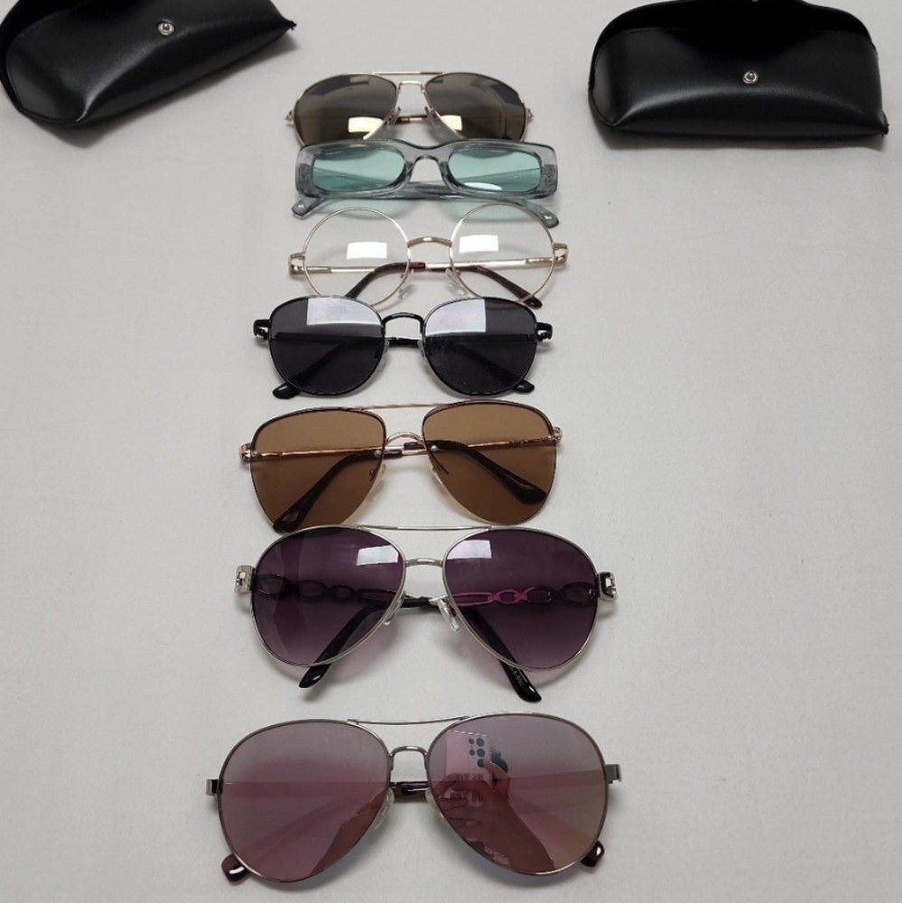 6 sunglasses and 1 eyeglass